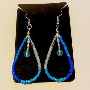 Blue seed bead earrings